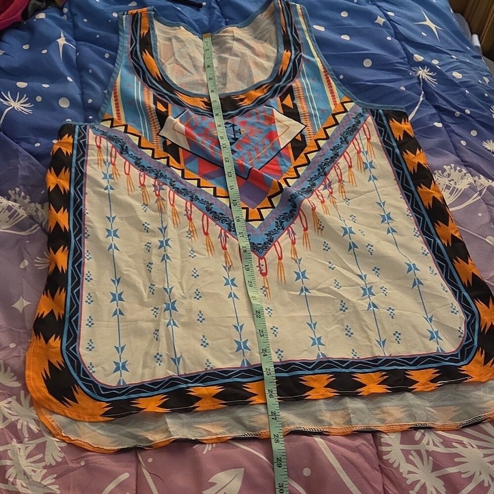 Women's Aztec Geometric Tribal Sleeveless Scoop Neck Tank Top Lightweight